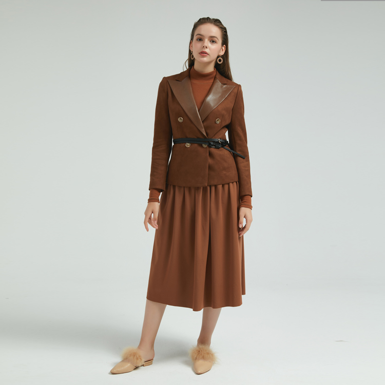 Casual Women Jacket trimmed with PU Collar China ODM