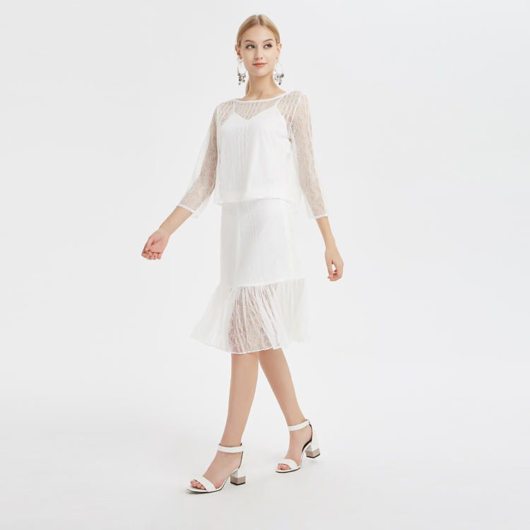 高腰鱼尾蕾丝半身裙中国制造商