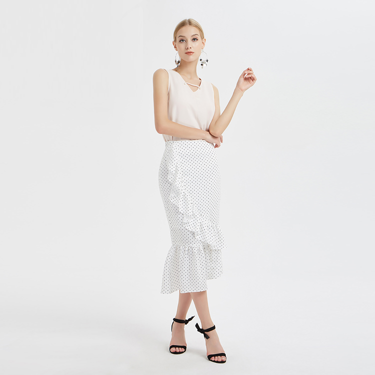 하이 웨이스트 러플 스커트