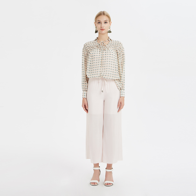 Ladies Chiffon Check Blouse Chinese Manufacturer