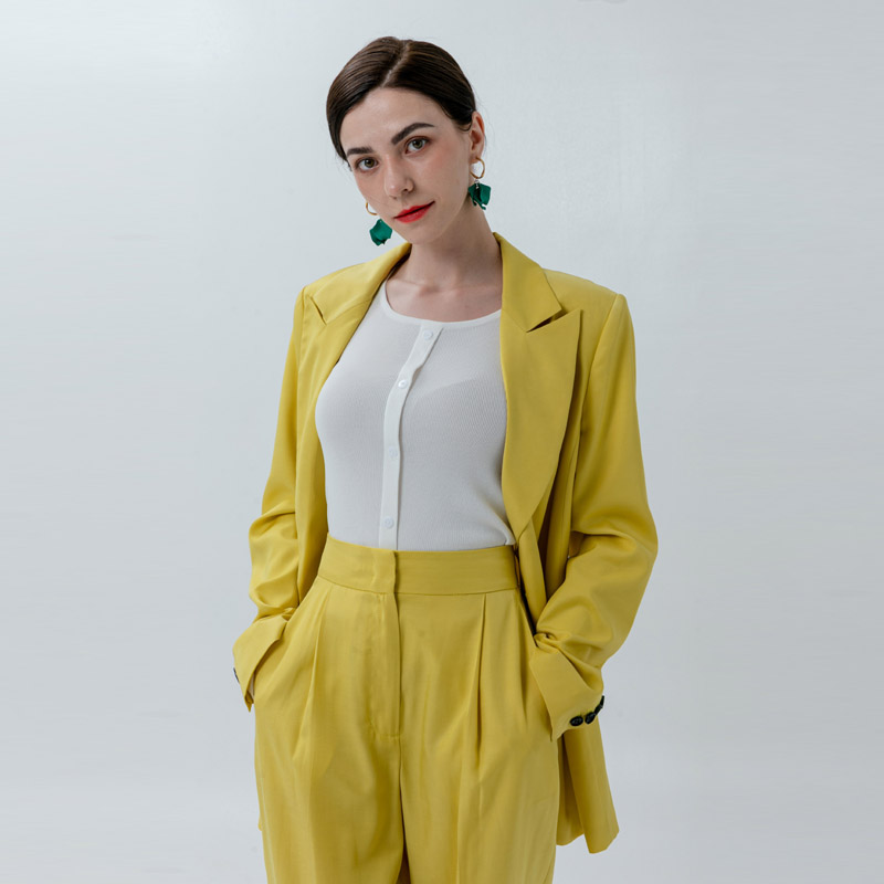 Damen High Waist Pant in Zitronengelb