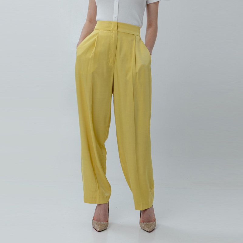 Damen High Waist Pant in Zitronengelb