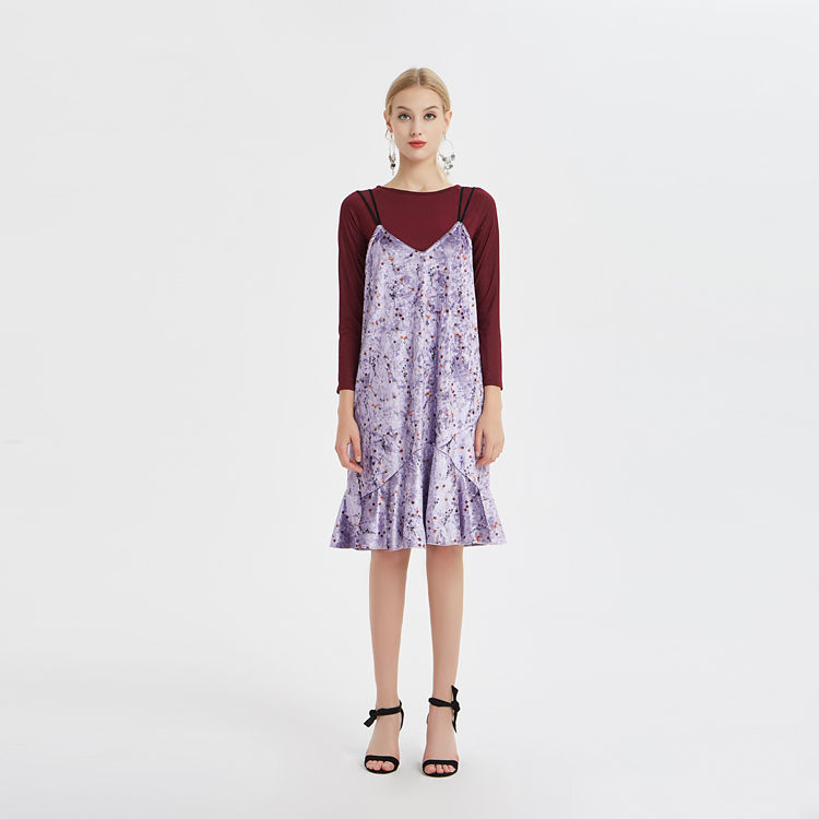 Fornitore della Cina del vestito increspato di signora Velvet