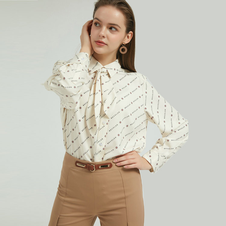 Chemise pour femme imprimée avec noeud papillon devant ODM Chine