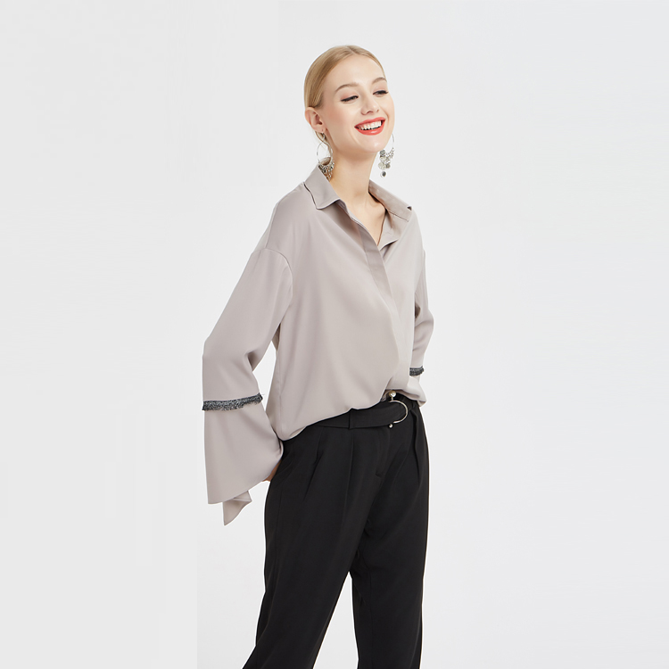 Satin Shirt with Loose and Irregular Cuffs China ODM