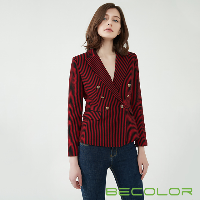 Stripe Double-breasted Women Blazer China ODM
