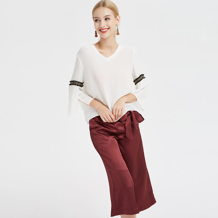 Wide Leg Pants with Elastic Straps China Factory