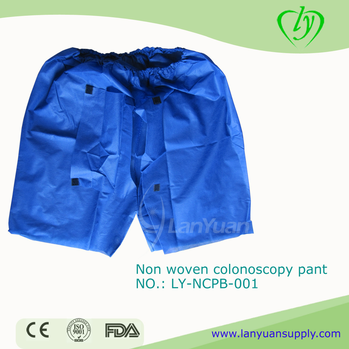 Blue Disposable Nonwoven Colonoscopy Pants