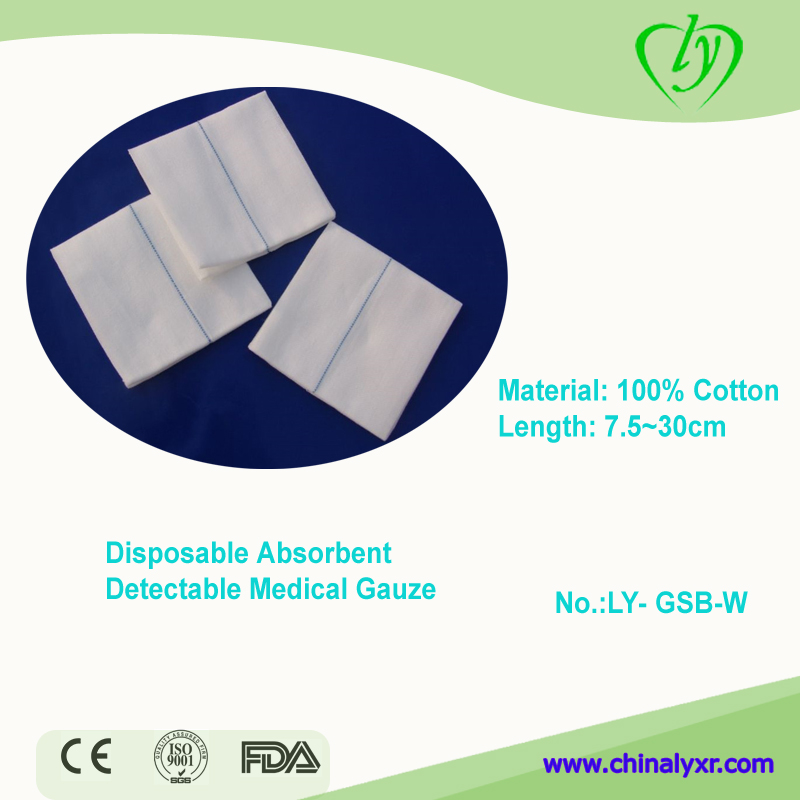 Disposable Absorbent Detectable Medical Gauze