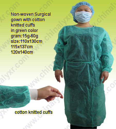 Disposable Nonwoven Isolation Protective Clothing Gowns Elastic and Knitted Cuffs