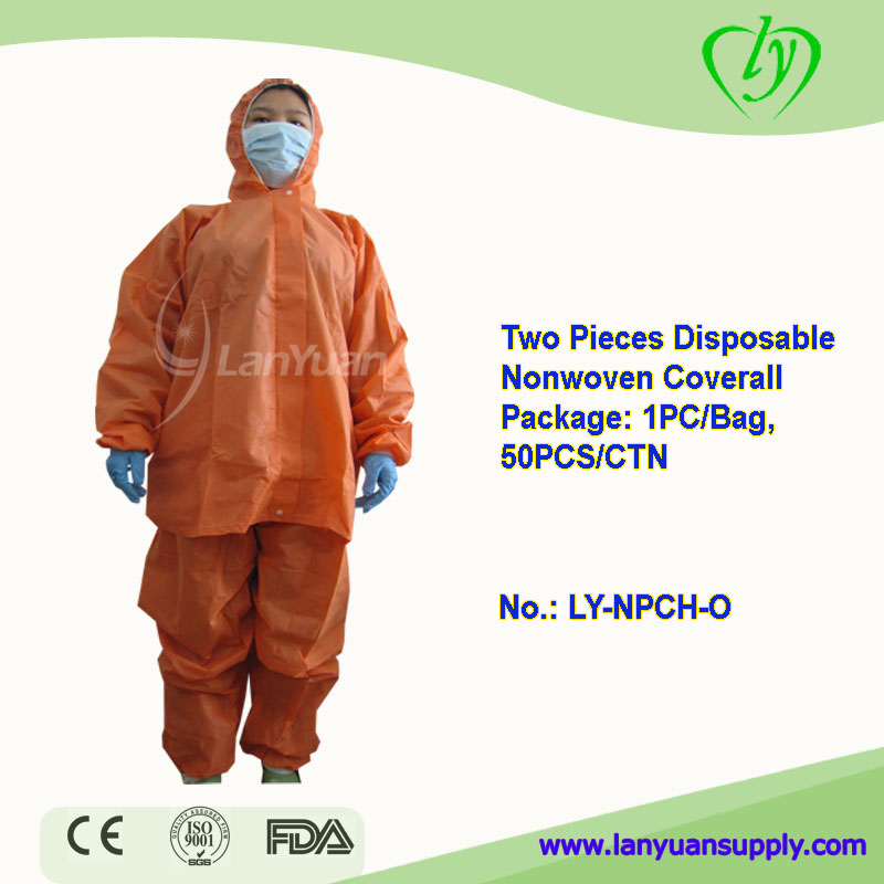 Disposable Nonwoven Protective Clothes with Orange Color