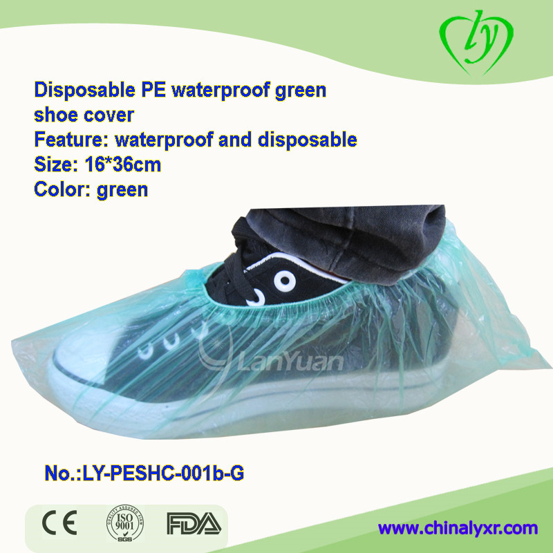 Disposable PE Waterproof Green Shoe Cover machine-made