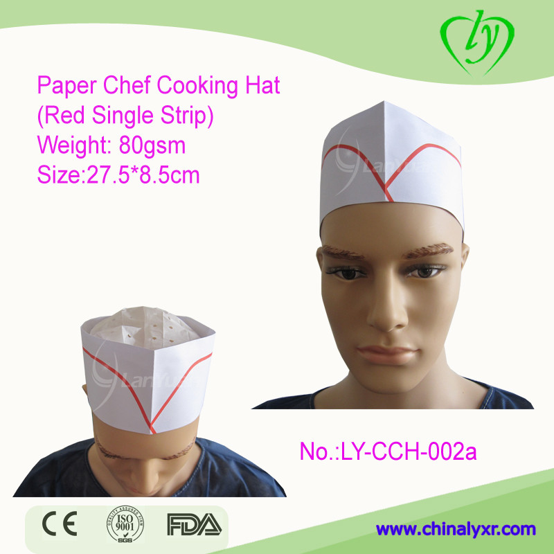 Disposable Paper Chef Cooking Hat (Red Single Strip)