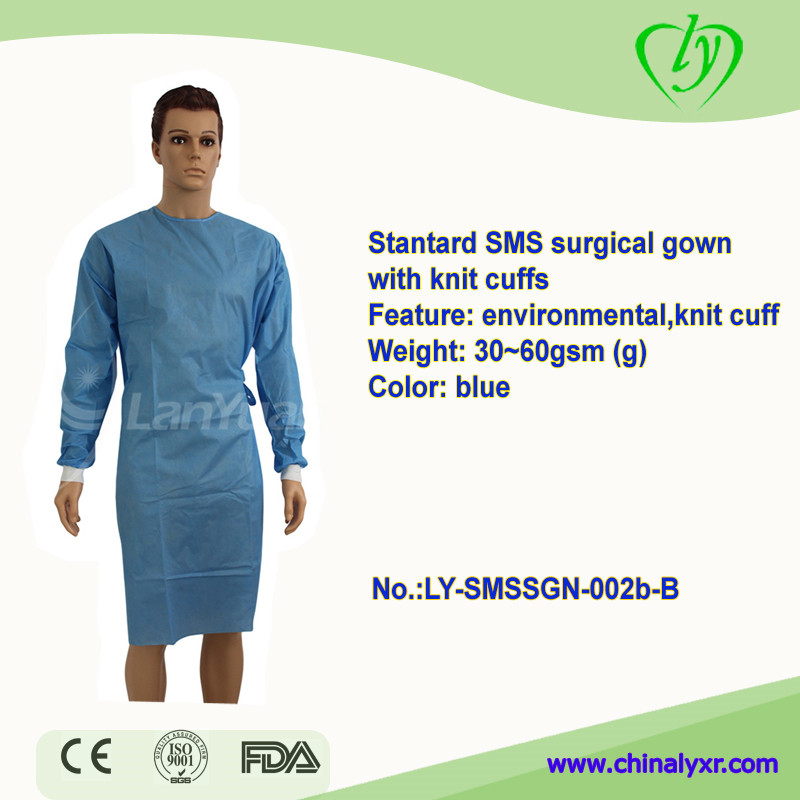 Disposable Standard SMS Surgical Gown With Knit Cuff