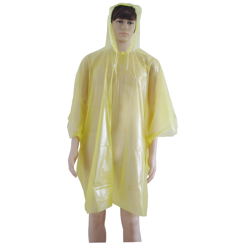 Fashionable Yellow Plastic Raincoat for Outdoor Activities