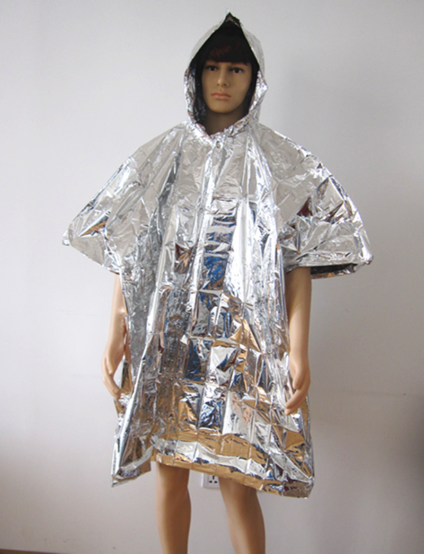 Out Door Emergency Poncho with Hood Emergency Blanket