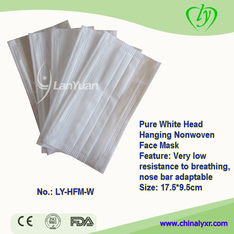 Pure White Head Hanging Non-woven PP Face Mask