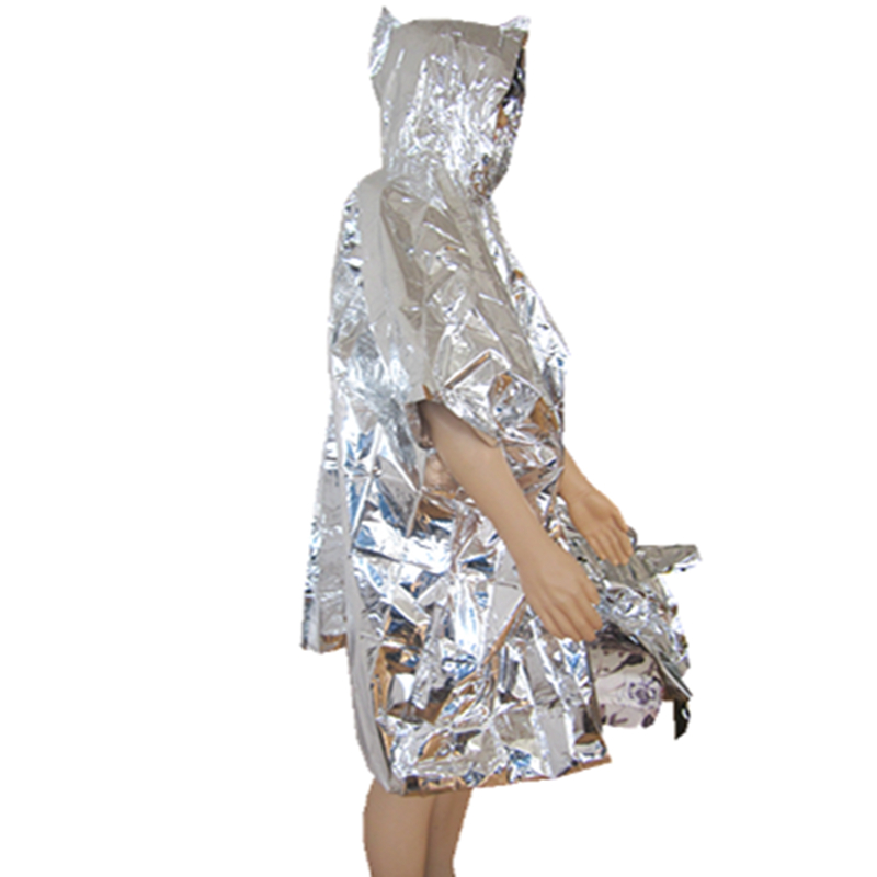 Silver Outdoor Sports Emergency Poncho with Hood