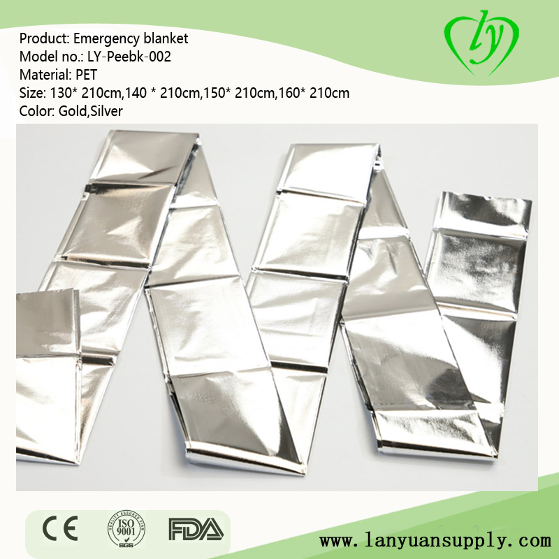 Silver PET Portable Emergency Blanket