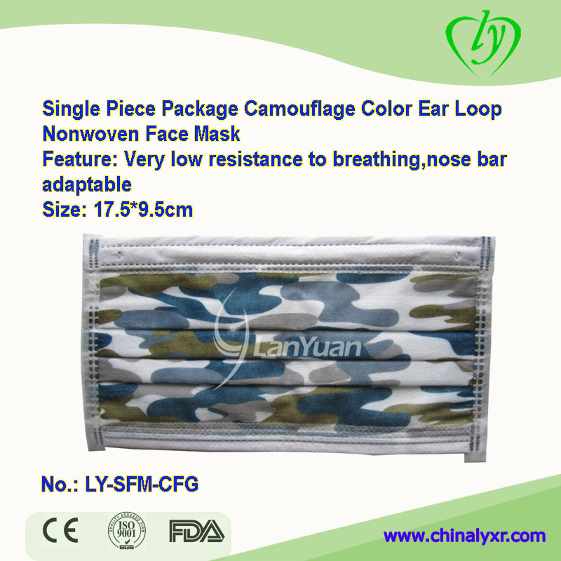 Single Piece Package Camouflage Color Ear Loop Nonwoven Face Mask