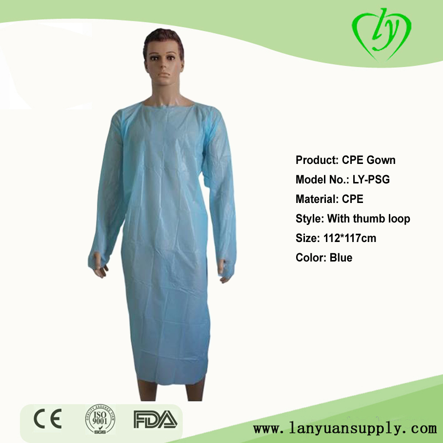 Supply Disposable CPE Gown With Thumb Loop