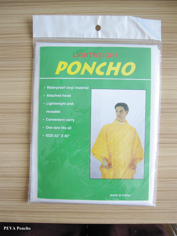 Waterproof White PEVA Rain Poncho Hoodie