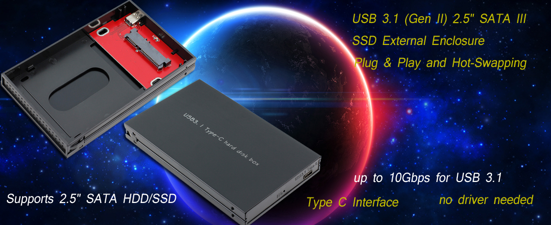 2.5 Inch Type C USB 3.1 to SATA 10Gbps Speed HDD S