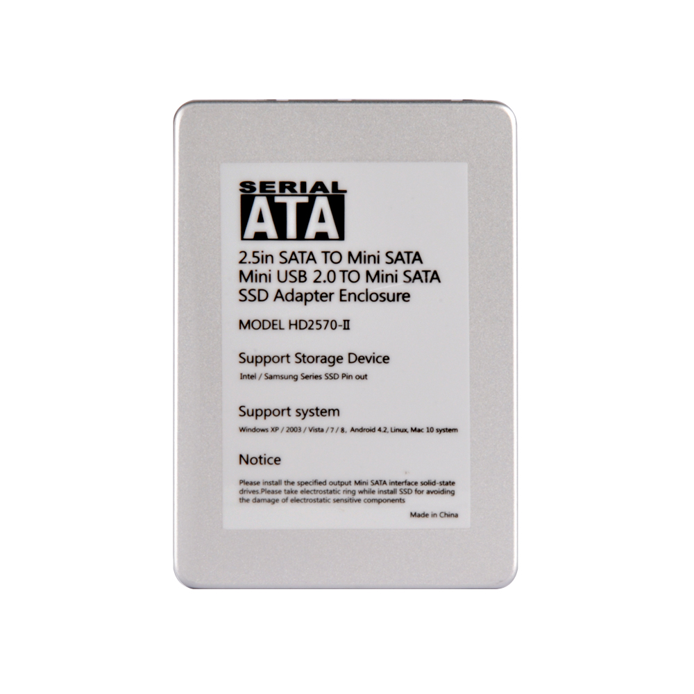 HD2570-II Mini SATA mSATA SSD to 2.5' HDD Enclosure Case Converter Adapter