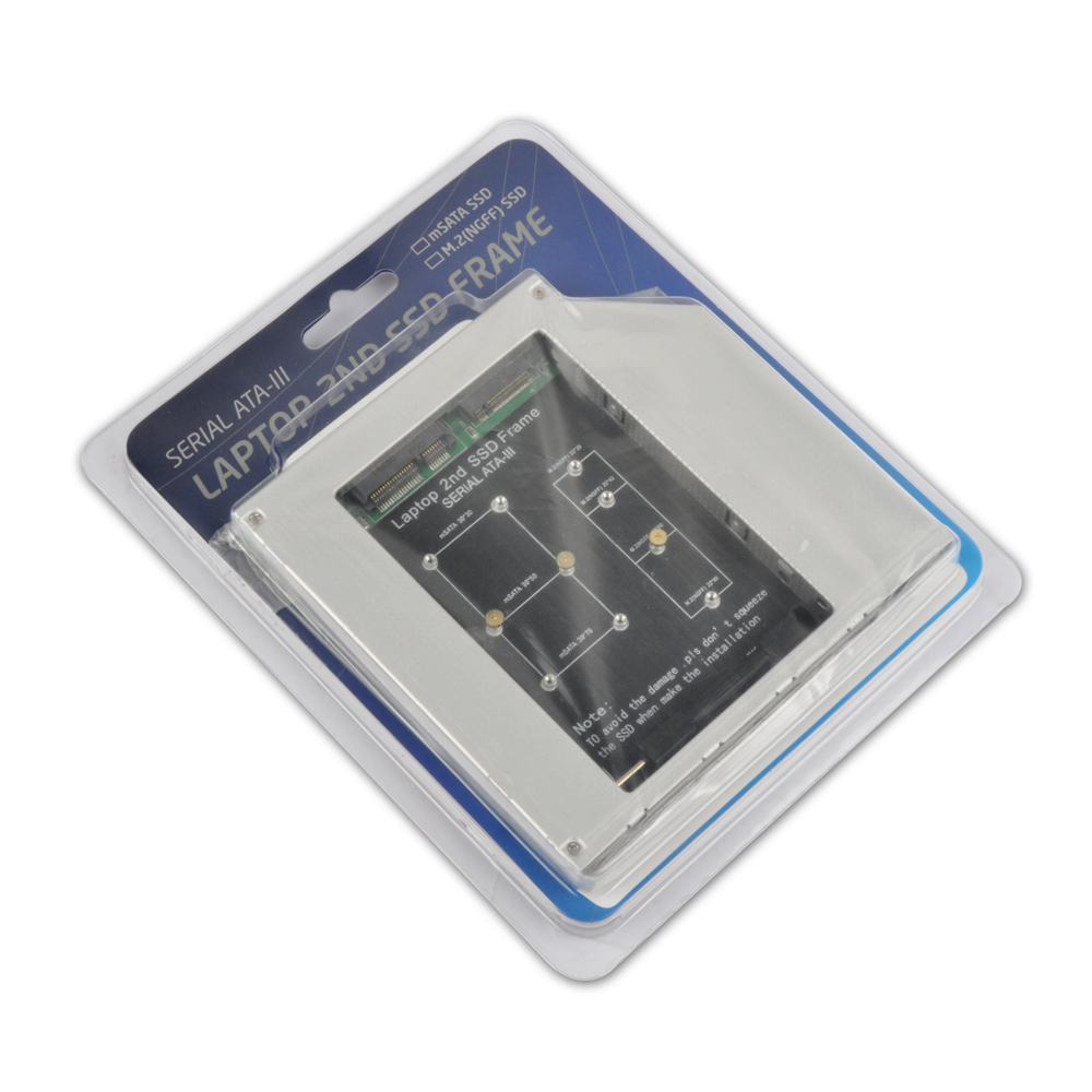 HD1206-MN M.2(NGFF) & mSATA SSD Card (2 in 1) to 12.7mm 2nd HDD Caddy