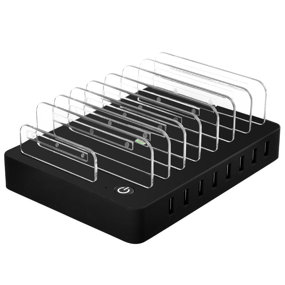8 Multi-port USB Adapter Charging Station (Black)