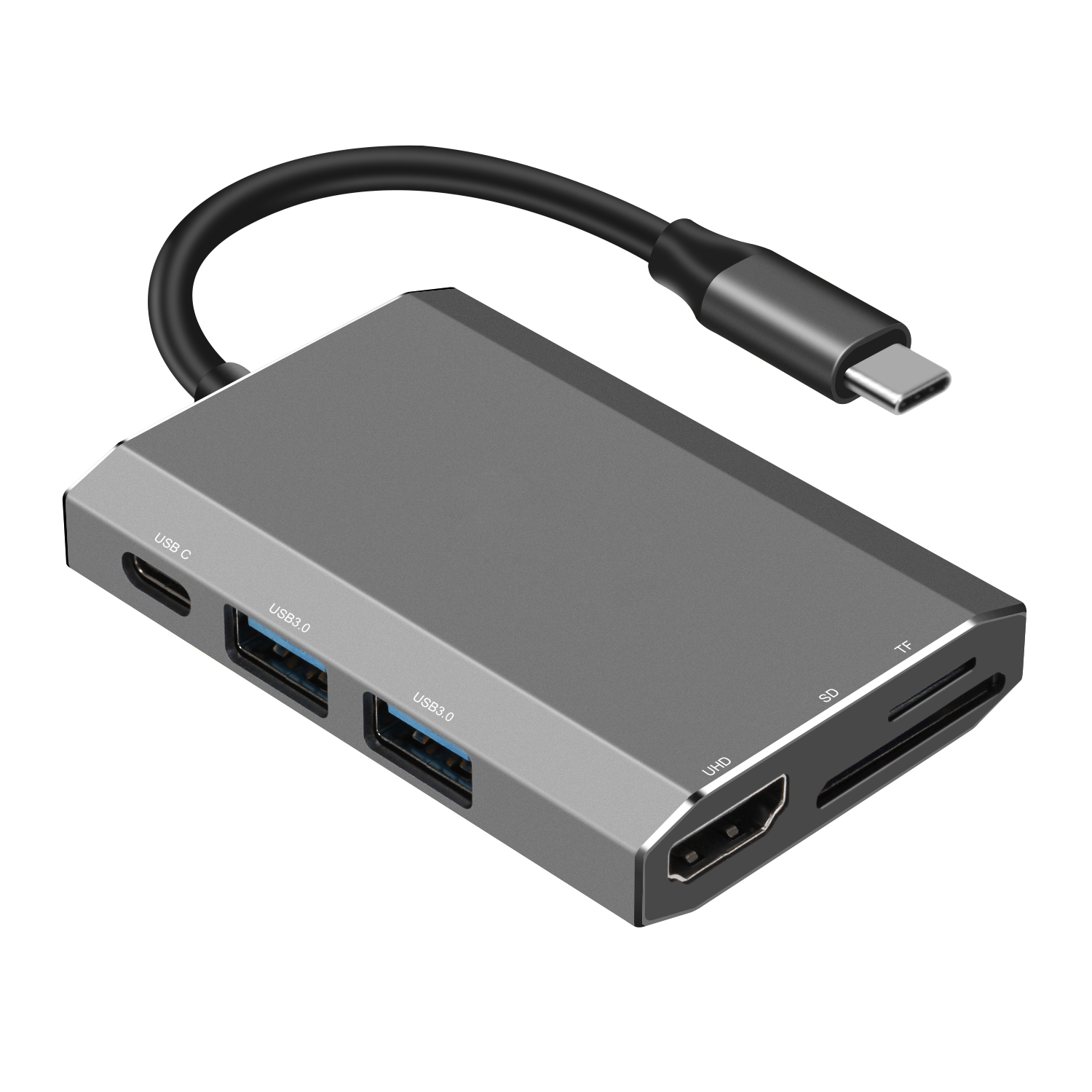 E-Sun 6 en 1 tipo C multipuerto para macbook con lector de tarjetas SD y TF, 4K UHD y adaptador de base de datos 3.1 tipo C HUB USB C