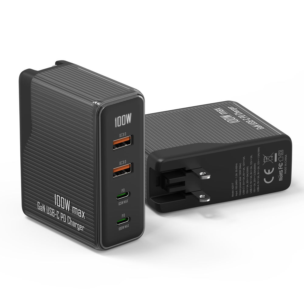 Gan Charger 100W PD Fast Charging QC 3.0 4 Port USB Wall Charger для ноутбука