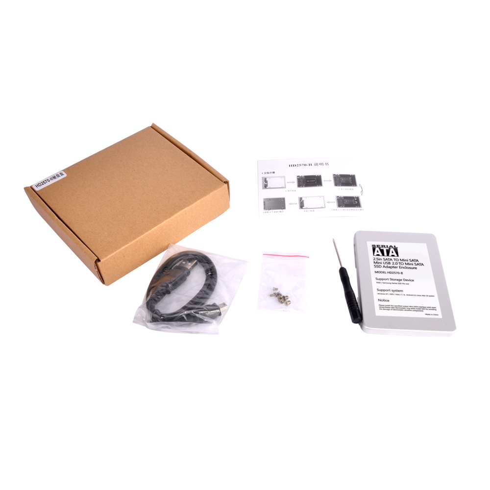 HD2570-II Mini SATA mSATA SSD a 2,5 "custodia HDD Adapter Converter