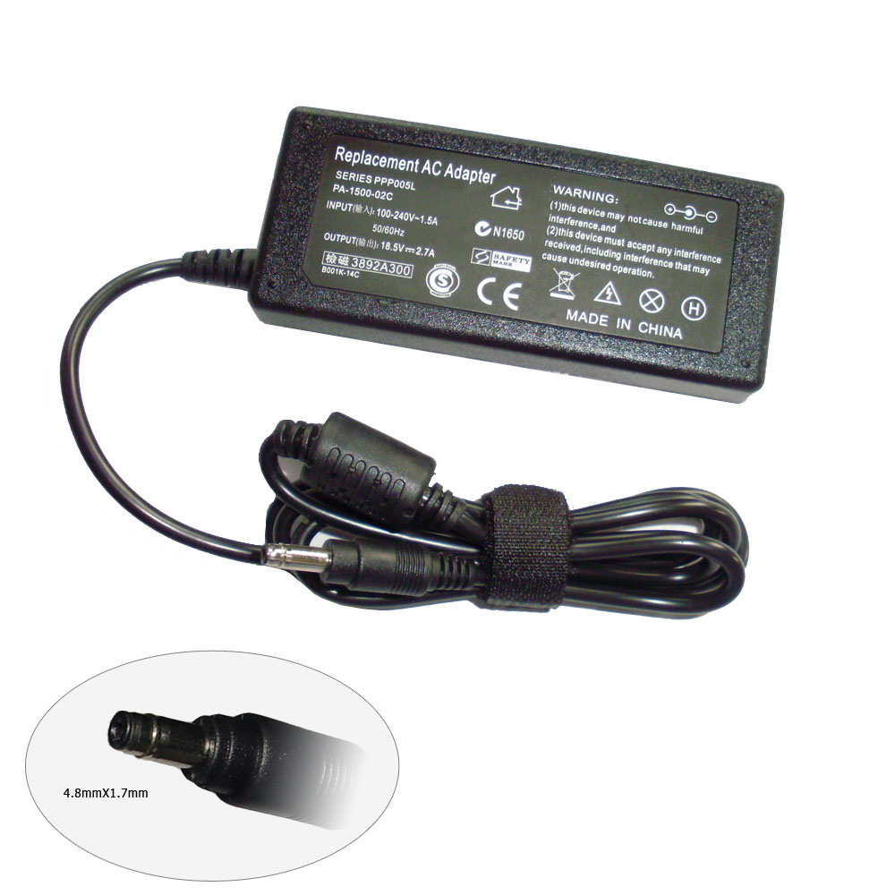 Laptop AC Adapter für HP 18,5 v 2.7 a 50W 4,8 x 1.7 mm schwarz