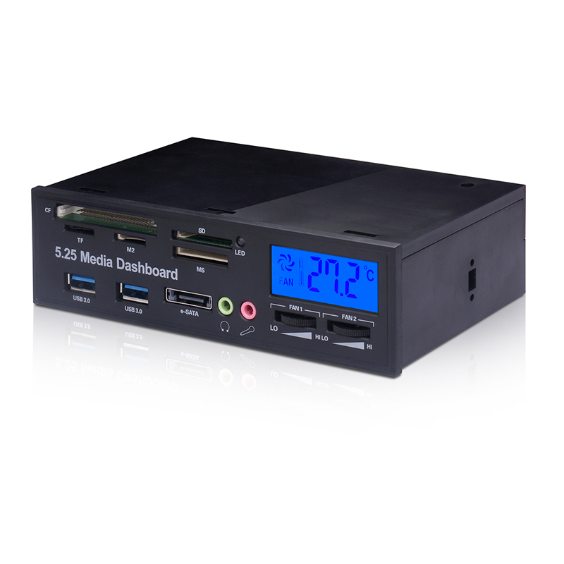 Multi-Function high speed 5.25 inch edia Dashboard front display PC Computer panel interface support for   SD/MMC/MD/MS/XD/TF/M2