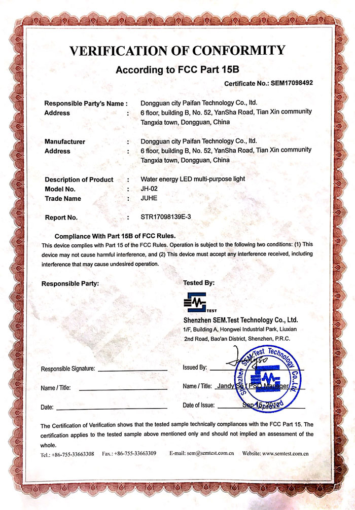 FCC of water energy light
