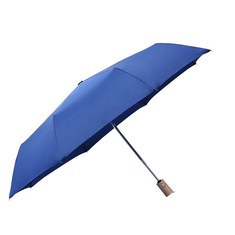 2020 Hot sale high quality custom pongee fabric 3fold umbrella promotional rain umbrella blue