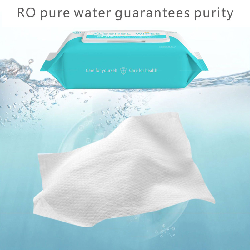 50pcs/bag 75% alcohol base wet wipe Antiseptic Antibacterial disinfectant wipe for personal care hand cleaning