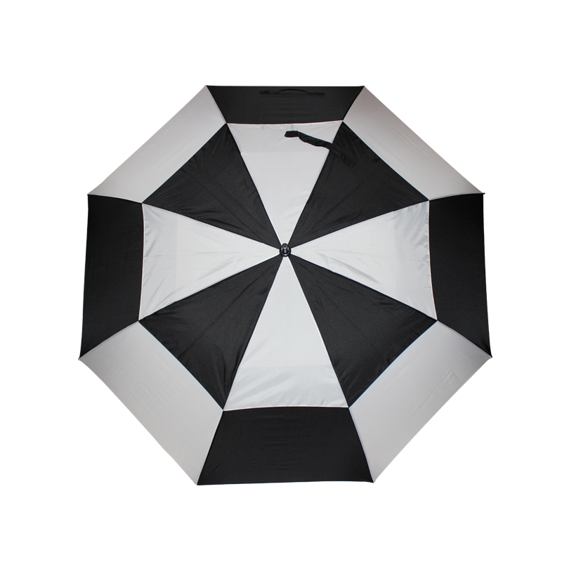 China Factory 60 Inch Alternating Two-tier Golf Umbrella with Custom Printed LOGO