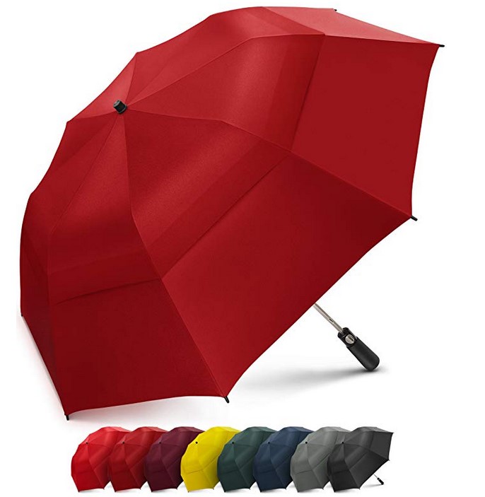 Customized Automatic Open Strong Waterproof Double Canopy 2 Folding Golf Rain Umbrellas