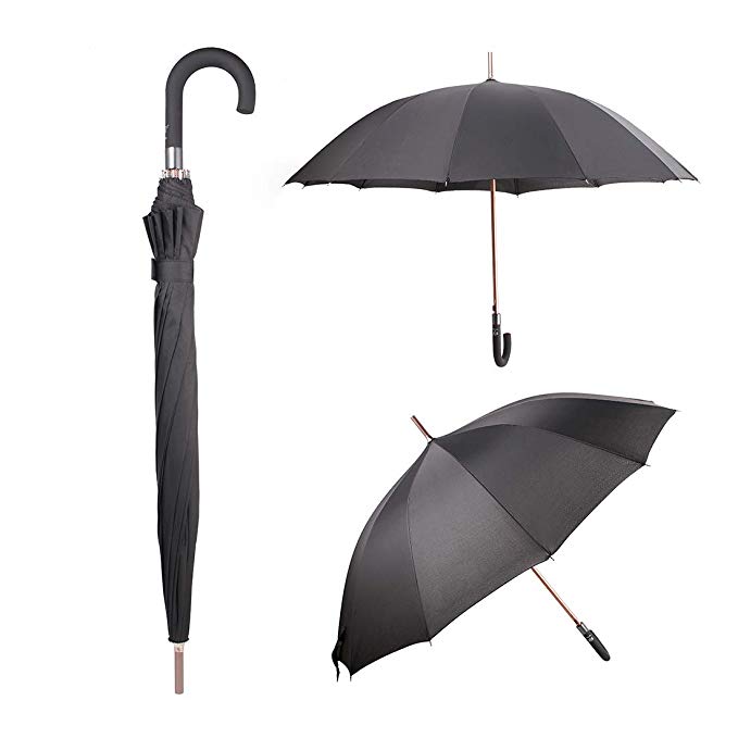 Customized pure colour automatic black auto pop up golf umbrella for sale