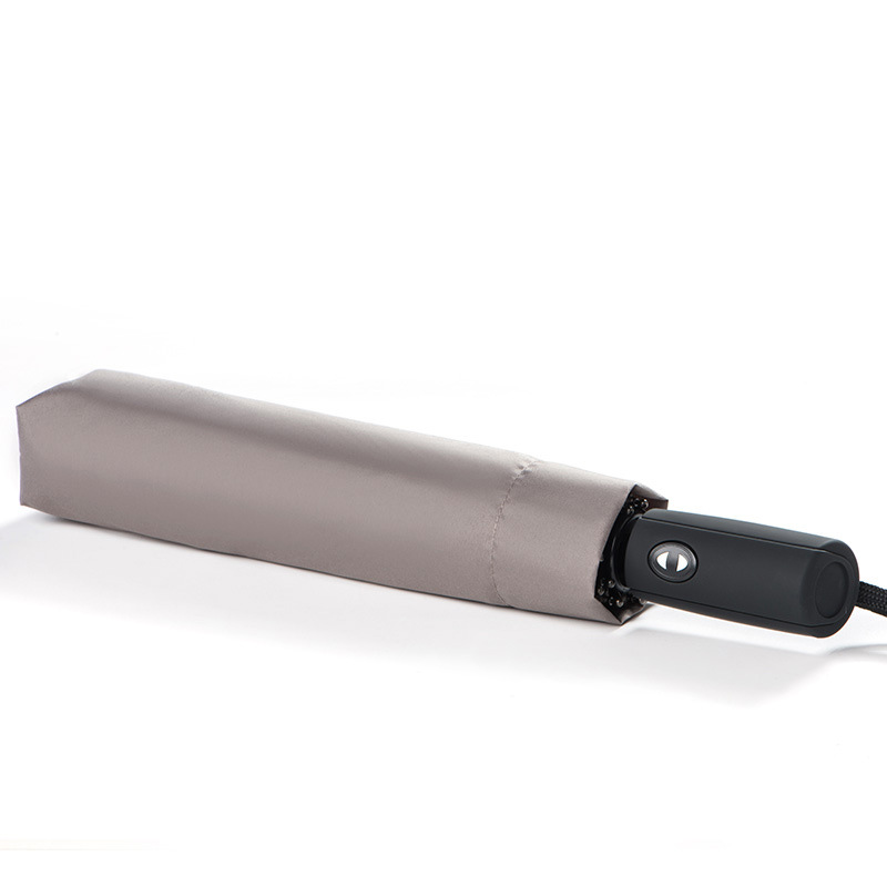 High quality custom pongee fabric 3fold umbrella promotional rain umbrella cheap folding umbrella gray