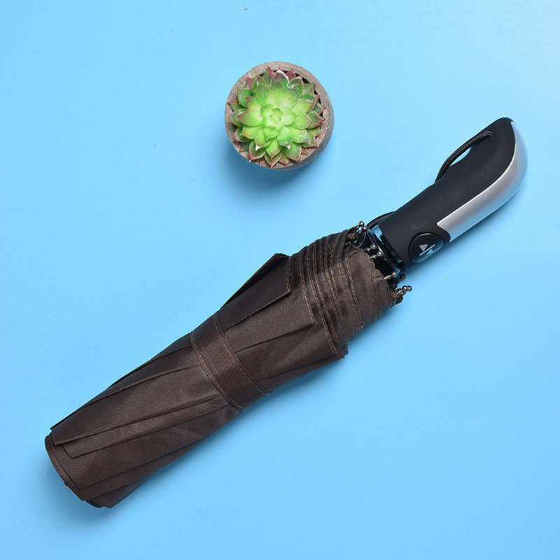 High quality custom pongee fabric 3fold umbrella promotional rain umbrella gray