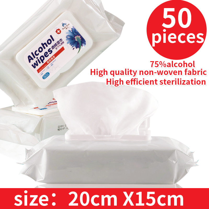 Household Skin Care Cleaning Wipes 50Pcs Hand Wet Tissue 75% Alcohol Wipes