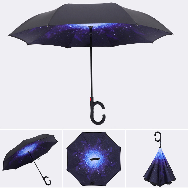 LOTUS 23 Inch Double Layer Car Umbrella Standing Reverse Umbrella Pattern for Advertising Umbrella
