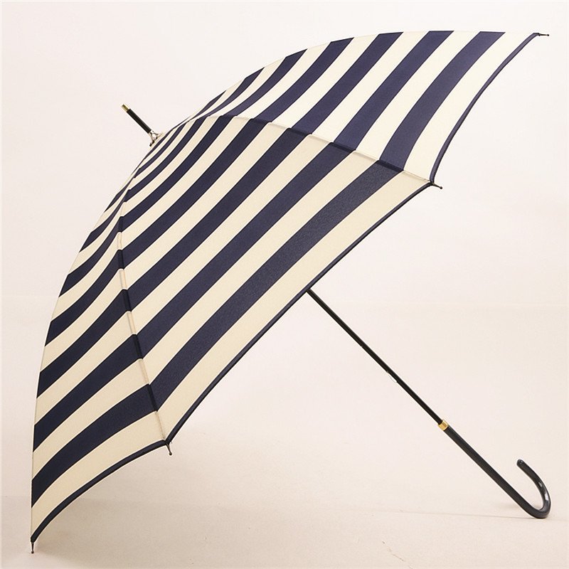 Leather Handle Stripe Print Umbrella
