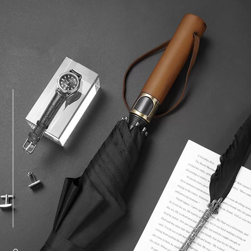 Lotus 2022 27inch 8 ribs Straight Wooden Handle Automatic Golf Umbrella