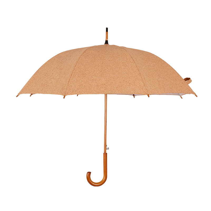 Lotus 2022 Cork Retro Wood Stick Straight Automatic Umbrella