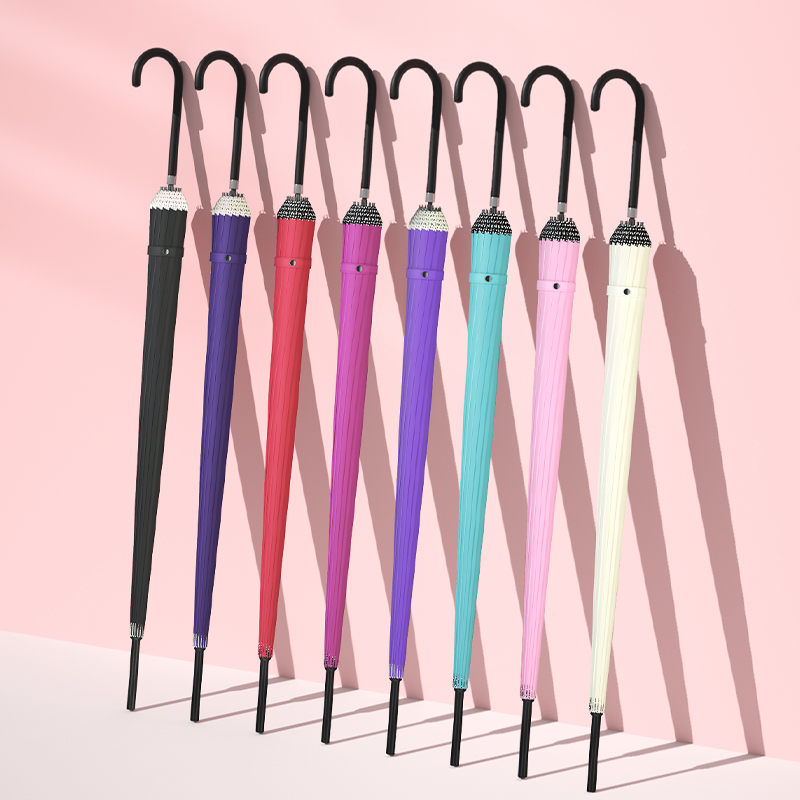 Lotus 2022 Fashion Straight Pagoda Umbrella With Leather Handle