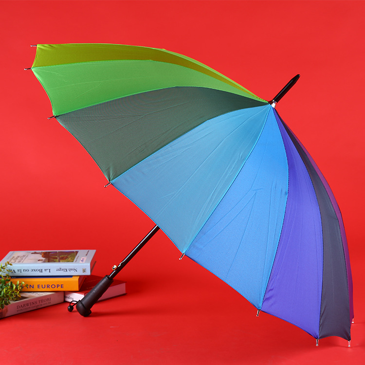 Lotus 2022 Promotional 16K Rainbow Straight Automatic Stick Umbrella